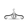 Fashion vector logo. Clothes hanger logo. Letter D logo. Tailor emblem. Wardrobe icon - Vector design