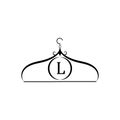 Fashion vector logo. Clothes hanger logo. Letter L logo. Tailor emblem. Wardrobe icon - Vector design