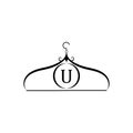 Fashion vector logo. Clothes hanger logo. Letter U logo. Tailor emblem. Wardrobe icon - Vector design