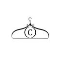 Fashion vector logo. Clothes hanger logo. Letter C logo. Tailor emblem. Wardrobe icon - Vector design