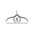 Fashion vector logo. Clothes hanger logo. Letter S logo. Tailor emblem. Wardrobe icon - Vector design