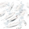 Fashion vector pattern white realistic feathers