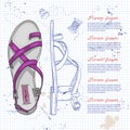 Fashion vector sketch womens shoes.