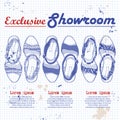 Fashion vector sketch womens shoes.