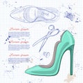 Fashion vector sketch womens shoes.