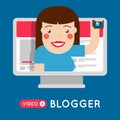 Fashion Video blogger girl broadcasting