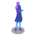 Fashion violet girl icon, isometric style