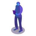 Fashion violet man icon, isometric style