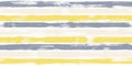 Yellow gray paintbrush lines horizontal seamless texture for background. Royalty Free Stock Photo