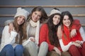 Fashion winter teens with beautiful smiles