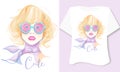 Fashion woman with blond hair Stylish beautiful young woman in pink sunglasses Royalty Free Stock Photo