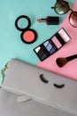 Fashion woman essentials, cosmetics, makeup accessories Royalty Free Stock Photo