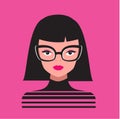 Fashion woman in fancy eyeglasses. glamourous girl with pink lips. Fashionable female portrait for prints, cards