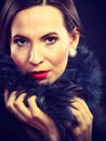 Fashion woman in fur coat, lady portrait Royalty Free Stock Photo