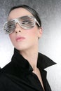 Fashion woman futuristic silver glasses