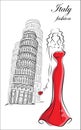 Fashion woman in Italy,vector
