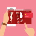 Fashion woman mobile shopping e-commerce smart phone transaction payment technology