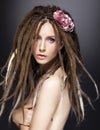 Fashion woman mod, dreads glamour hairstyle Royalty Free Stock Photo
