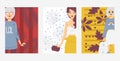 Fashion woman outfit banner, vector illustration. Casual style clothes for young and old women, fashion store flyer