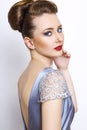 Fashion woman portrait. Hair style back viewback vie Royalty Free Stock Photo