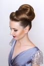 Fashion woman portrait. Hair style top viewback Royalty Free Stock Photo