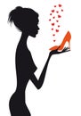 Fashion woman with red shoe, vector