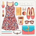 Fashion womanÃ¢â¬â¢s casual outfit with paisley dress