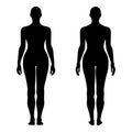 Fashion woman's solid template figure silhouette (front & back v