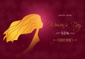 Fashion woman silhouette with long hair. Sale shop banner with offer on pink background.