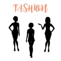 Fashion woman silhouette in tight dresses