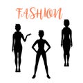 Fashion woman silhouettes in different poses Royalty Free Stock Photo