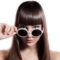 Fashion Woman With Sunglasses. Isolated Royalty Free Stock Photo