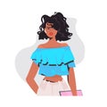 fashion woman using tablet pc beautiful african american girl model in trendy clothes