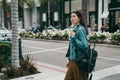 Fashion woman walking on the street Royalty Free Stock Photo