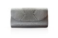 Fashion women grey handbag clutch isolated on white background Royalty Free Stock Photo