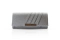 Fashion women grey handbag clutch isolated on white background