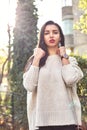 Fashion women in nude sweater Royalty Free Stock Photo