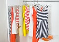Fashion women's dresses on hangers Royalty Free Stock Photo