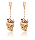 Fashion women`s earrings in gold.
