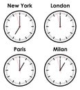 Fashion world time zone clocks Royalty Free Stock Photo