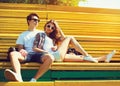 Fashion young couple teenagers Royalty Free Stock Photo