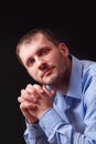 Fashion young man in blue shirt