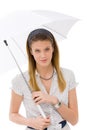 Fashion - young woman umbrella designer clothes Royalty Free Stock Photo