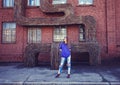 Fashion young woman wearing a blue hoodie Royalty Free Stock Photo