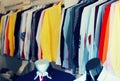 Fashionable apparel store with shirts Royalty Free Stock Photo