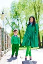 Fashionable baby boy and his gorgeous mother Royalty Free Stock Photo