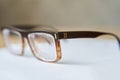 Fashionable brown eyeglass frame. Glasses for myopia.