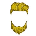 Fashionable cartoon men`s haircut and beard