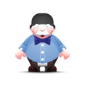 Fashionable cartoon old man in bowler hat and with bow tie Royalty Free Stock Photo