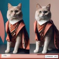 A fashionable cat in stylish clothing, posing for a portrait with a playful expression3